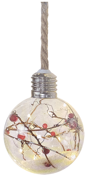 GLAZEN KERSTBOL MET VERLICHTING